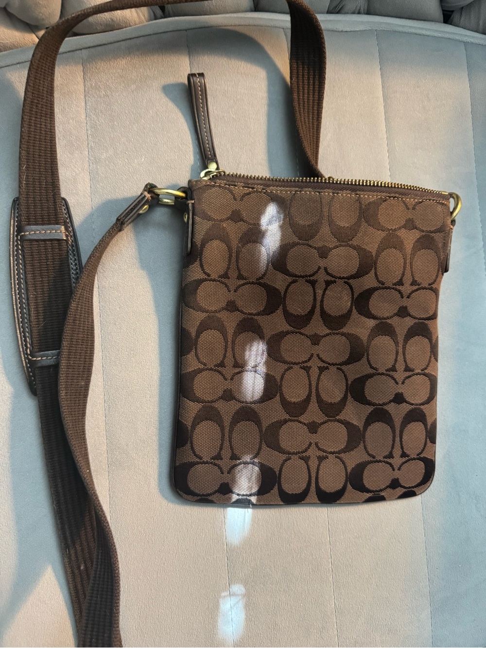 Coach Brown Signature Canvas Messenger Crossbody with Dark Brown Trim - Picture 4 of 7